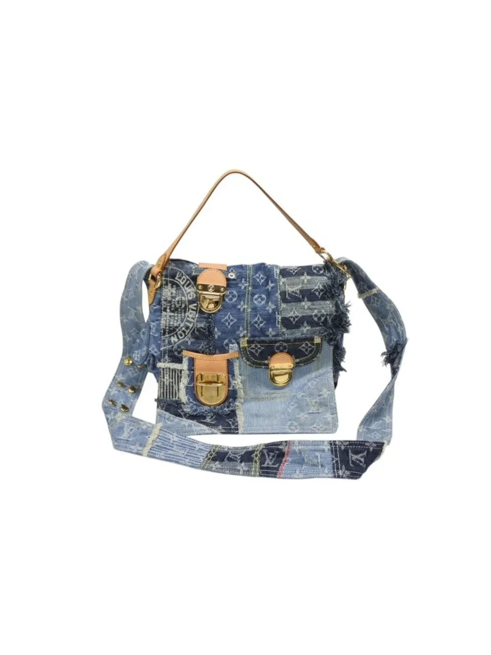 Louis Vuitton Patchwork Posty Messenger Bag Monogram Denim Blue